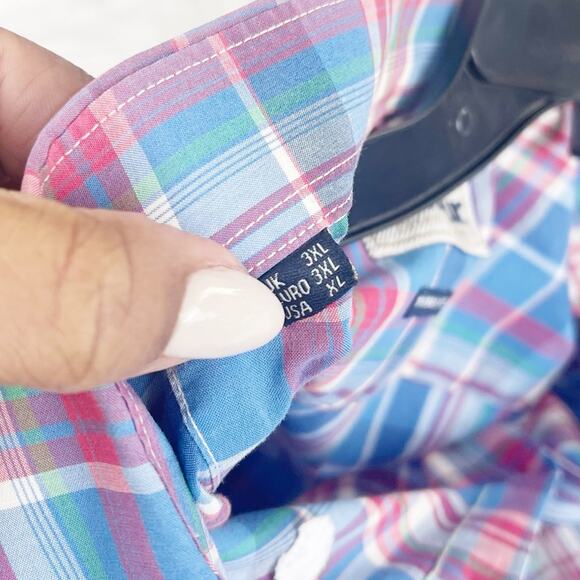 Barbour - Sport Shirt - Fred‎ Plaid Red Blue Short Sleeve Button Up Size XL - Picture 6 of 6